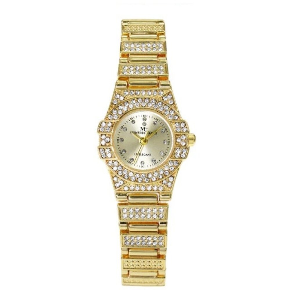 24mm Montres Carlo Women's Fashion Metal Band Stones Luxury Dress Bracelet Watch